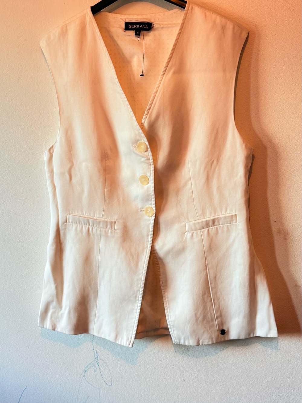 Surkana Cream Top with Branded Neck Label - Size S